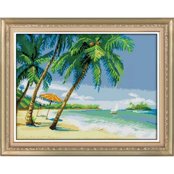 

Everlasting Love Seaside scenery Chinese cross stitch kits Ecological cotton stamped 11CT and 14CT DIY gift new year decorations