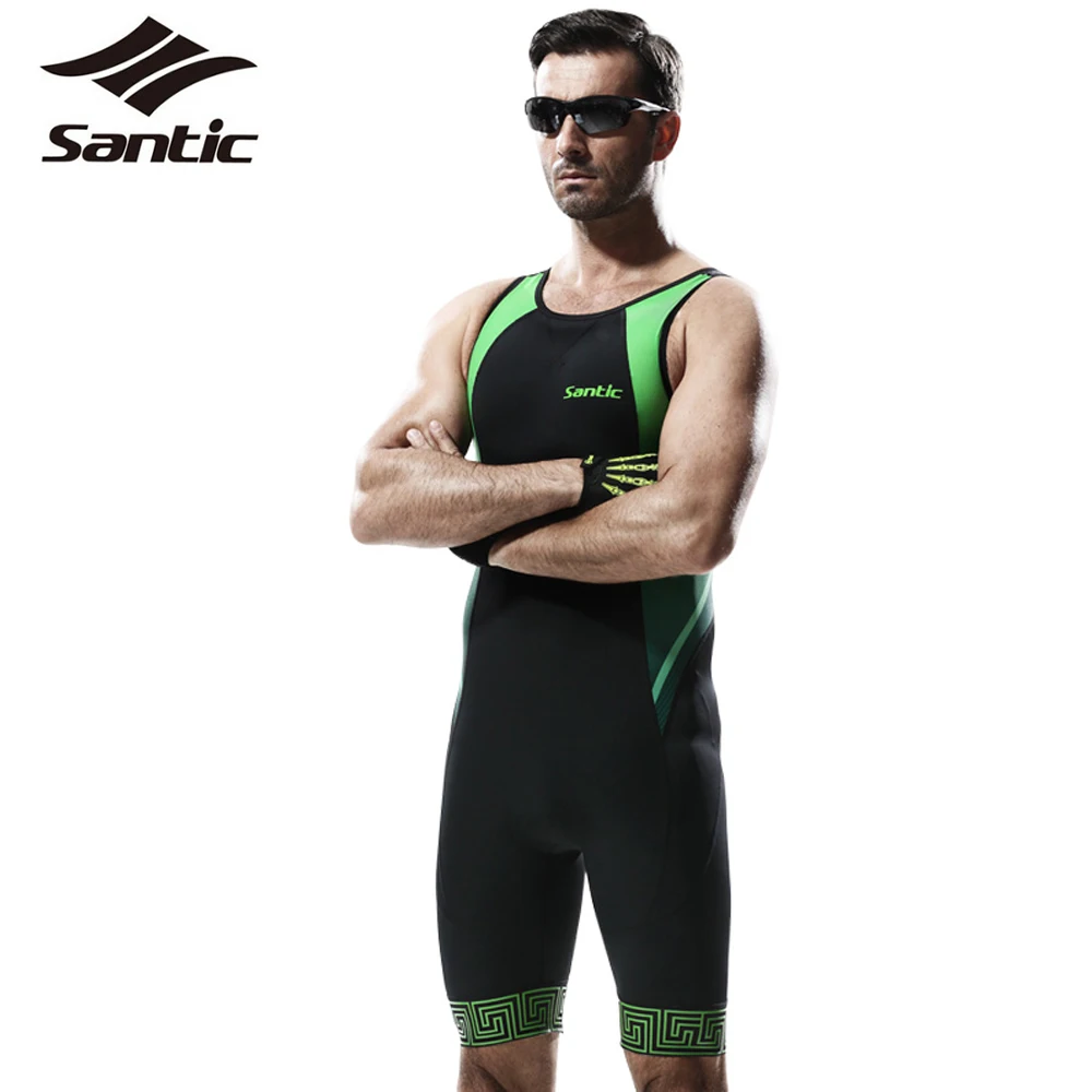 Santic Men Pro Triathlon Bibs Elastic&Breathable 4D Padded Sleeveless