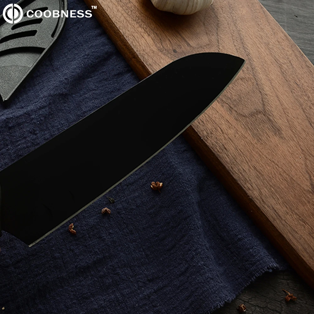 COOBNESS Professional Kitchen Knife Meat Vegetable Chopper Knives 3Cr13 Steel Bread Santoku Knife PP+TPR Handle Knives Tools