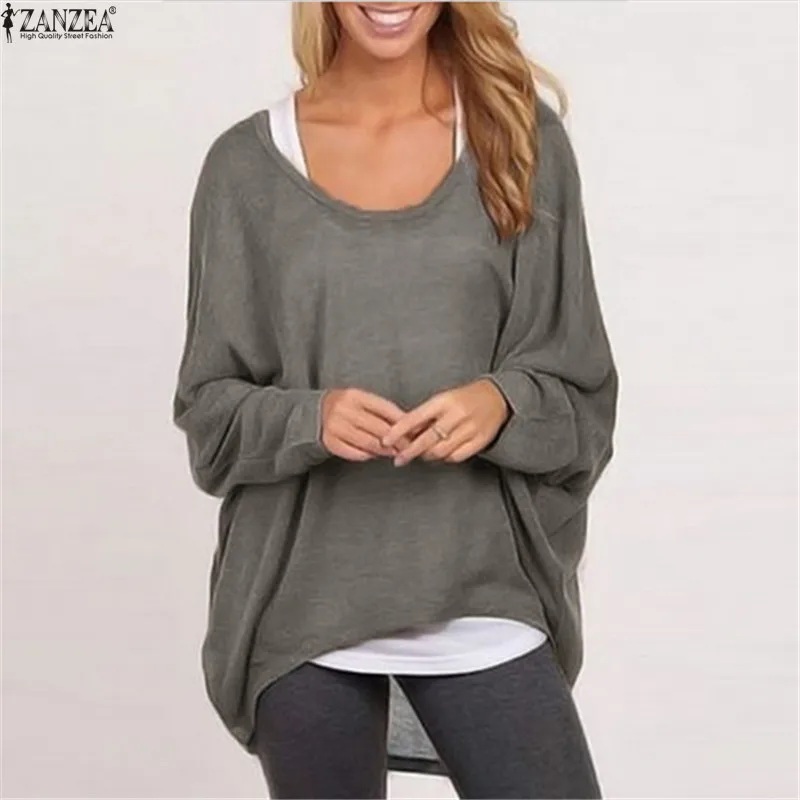 2016 Spring Autumn Women Sweater Jumper Pullover Batwing Long Sleeve Casual Loose Solid Blouse Shirt Top Plus Femininas Blusas