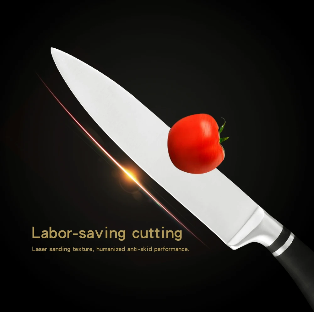 COOBNESS кухонный нож для приготовления пищи с черным лезвием из нержавеющей стали, ножи Santoku, японский нож шеф-повара, нож для мяса, овощные ножи, инструмент