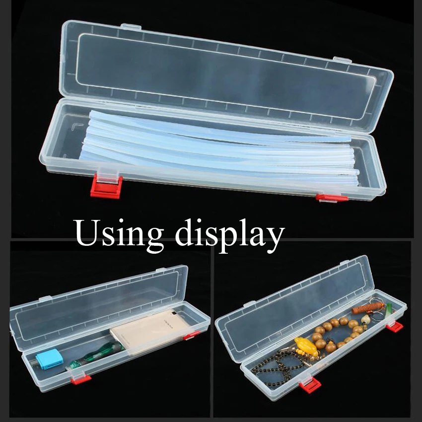 Nueva caja de herramientas de joyería portátil transparente de tira larga de 14 pulgadas Nueva caja de herramientas de joyería portátil transparente de tira larga de 14 pulgadas