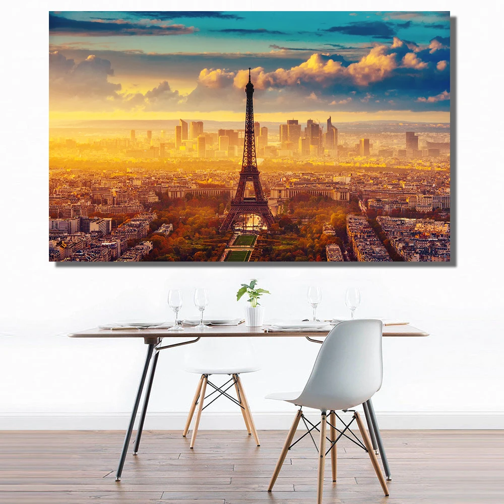 QKART Холст плакат Париж на низком солнце пейзаж декоративные картины маслом холст настенные картины для гостиной без рамки