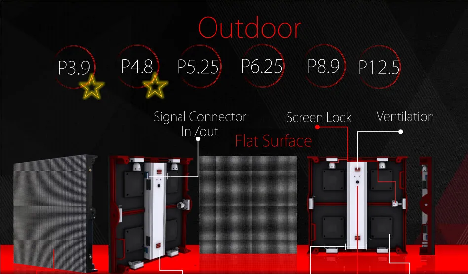 M/ódulo de pantalla LED a todo color de alto brillo P8 Outdoor SMD3535 3in1 RGB 256 mm x 128 mm Panel de 32x16 p/íxeles