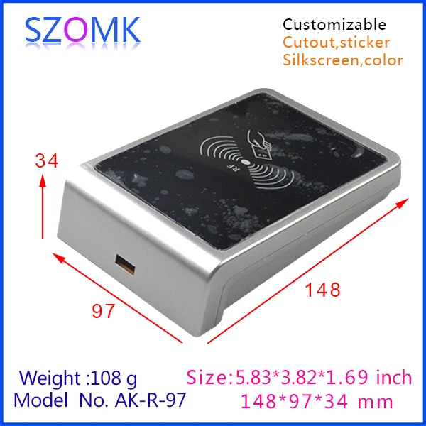 

4 pcs/lot plastic enclosures for electronics with silver color and housing for pcb design and industrial box 148x97x34mm