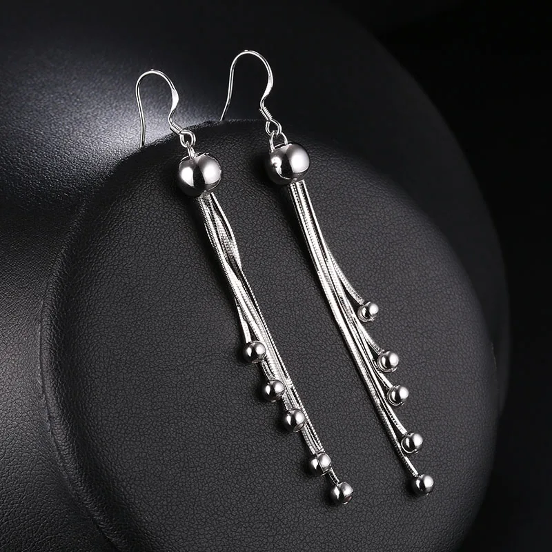 TAOLAN Новый Мода Pin Bead Hook Earrings для Для женщин темперамент длинные висячие украшения
