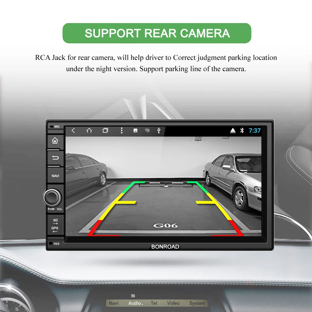 Perfect Bonroad Car Multimedia Player For 2din Android 9.0 PX30 Quad Core 2G+16G Wifi RadioVideo GPS Double din MP3 No DVD 2