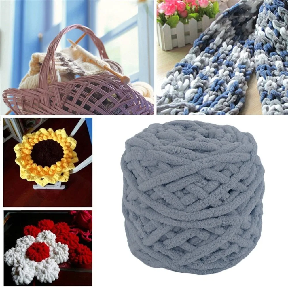 

2 PCS Dark Grey Color DIY Scarf Sweater Towel Thick Knitting Yarn 95g 7mm Diameter