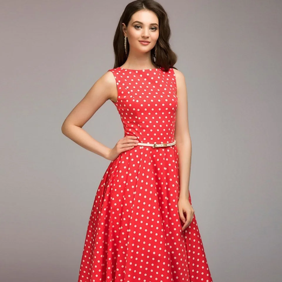 red and white polka dot dress