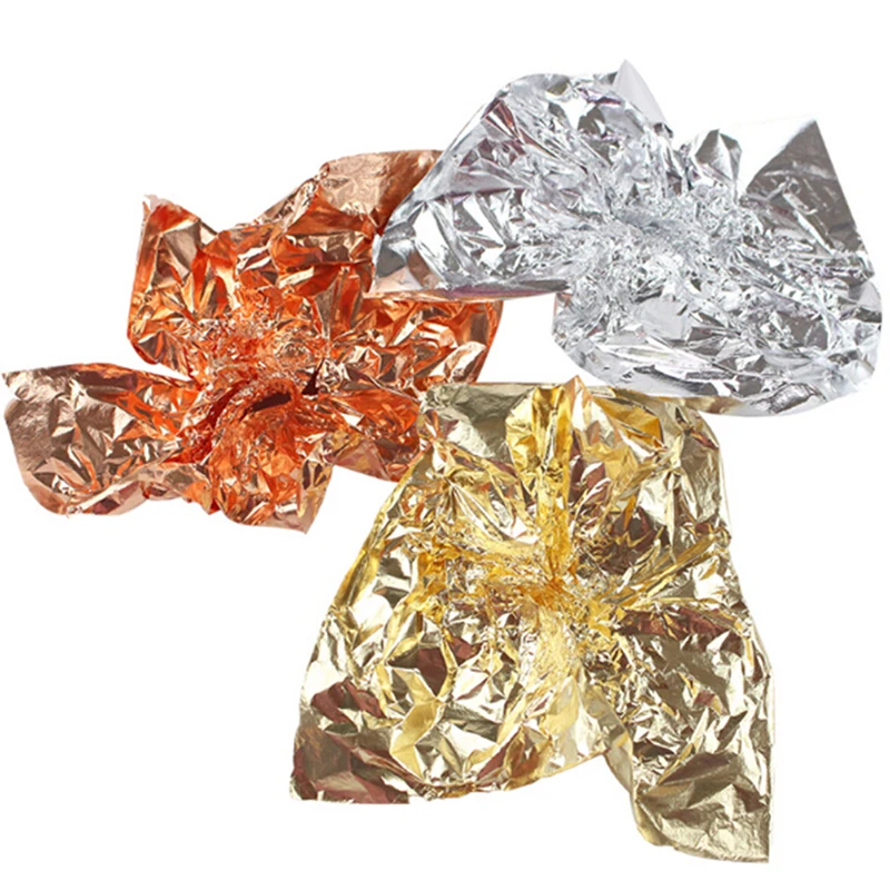 

100pcs 14x14cm Art Craft Paper Imitation Gold Sliver Copper Leaf Leaves Sheets Foil Paper for Gilding DIY Craft Decoration