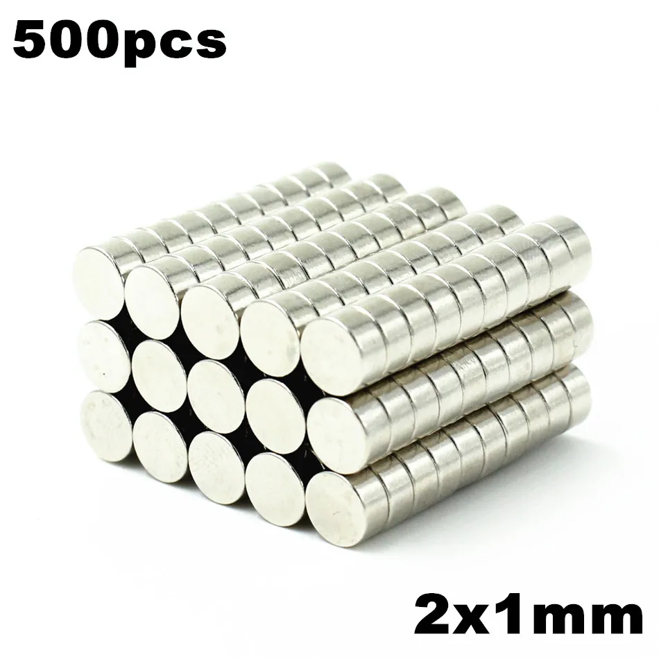 500pcs 2x1mm Super Powerful Strong Bulk Small Round NdFeB Neodymium