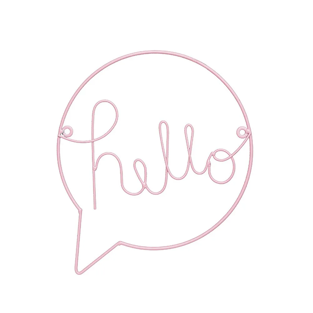 Железная Настенная Наклейка в скандинавском стиле с надписью «Hello» для детской комнаты, подвесные украшения, вывеска для прихожей, знак приветствия, Настенная Наклейка - Цвет: Розовый