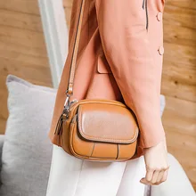 Fashion luxury oval Genuine Leather crossbody bags for women bag beautiful sewing thread decorated women messenger bags