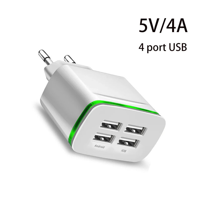 Универсальное зарядное устройство с 4 портами USB адаптер 4A зарядному устройству Светодиодная лампа Разъем мульти-портовый концентратор USB зарядное устройство для iPhone iPad Samsung Xiaomi redmi