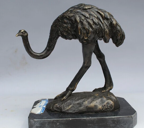 

xd 003428 7"Statue Sculpture Ostrich Bird Wildlife Art Deco Style Art Nouveau Style Bronze