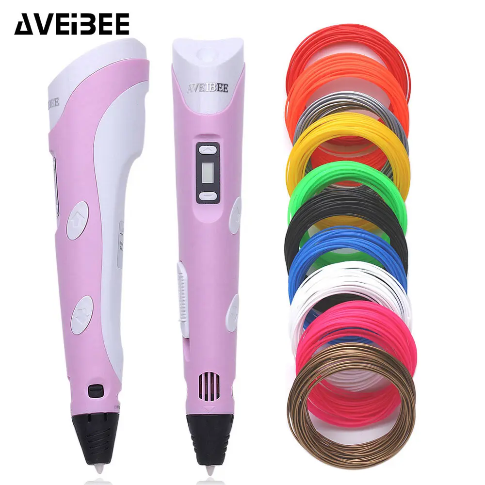 

Original New Model 3D Printer Pen Drawing 3 D Pen With 100m 10 Color PLA Filaments Printing Pens For Birthday Gift