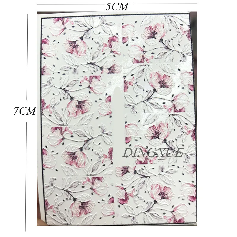 3D Acrylic Engraved Flower Nail Sticker Embossed White & Pink
