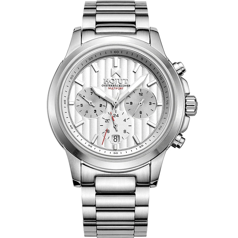 HOJUT T67 mens triple windows 6 hands waterproof 50 multi functions steel antomatic mechanical watch