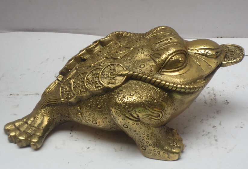 Home Decoration Feng Shui Chinese brass Carved Frog Statue Toad Scupturein Statues & Sculptures