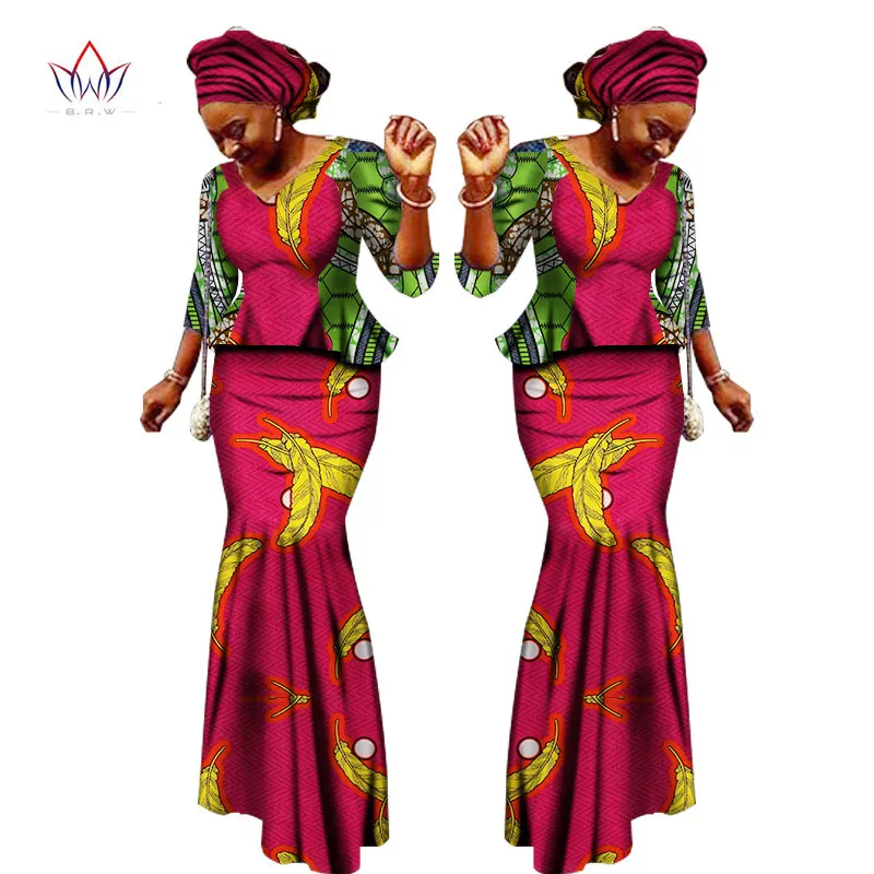 2017 African Women Clothing Brand African Vestido 6XL Wax traditional african clothing 2 pieces for Women Skirt Set none WY1401