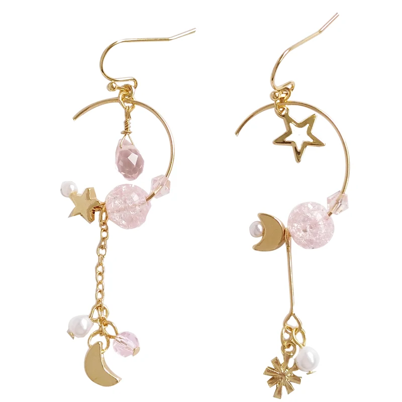 

free shipping 10 pair / lot fashion jewelry accessories new design metal star moon planet earrings