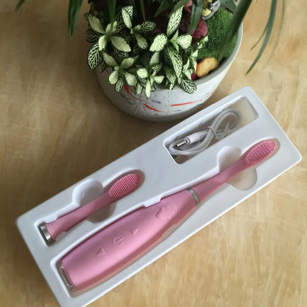 

2019 USB Rechargeable Sonic Silicone Electric Toothbrush Brush Dental Head Waterproof Deep Clean Food Grade Teeth Whitening