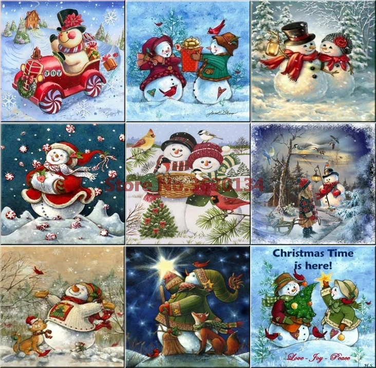 Diy Diamond Painting Cross Stitch kits Snowman Handicraft Needlework 5D Full Square Resin Rhinestones Mosaic Embroidery | Дом и сад