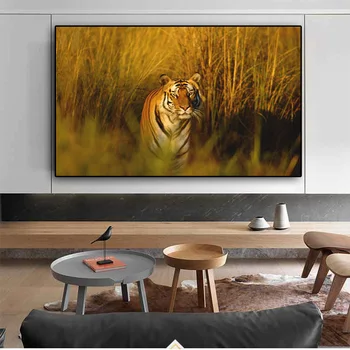

RELIABLI ART Wall Pictures For Living Room Tiger Sun Animal Cuadros Posters And Prints Decorative Paintings Home Decor No Frame