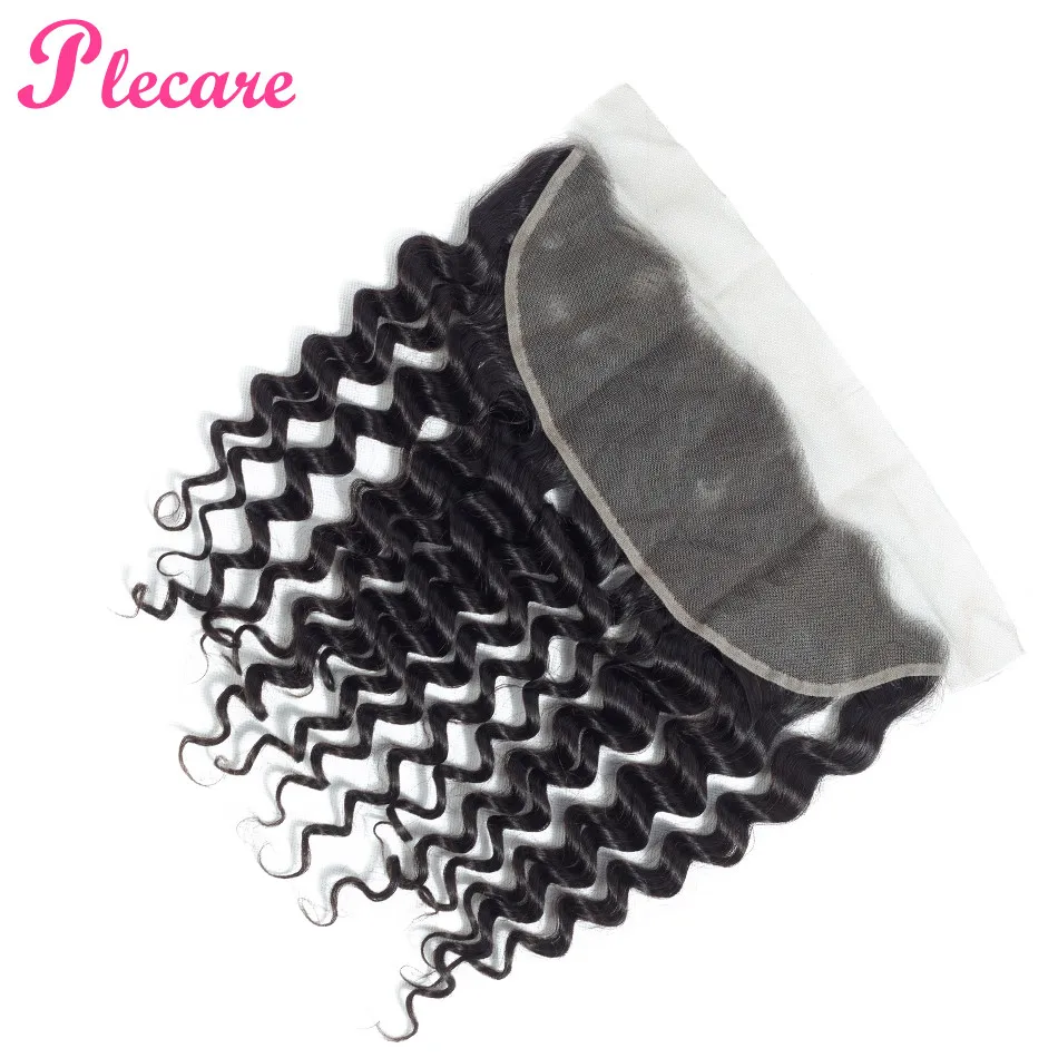 

Plecare Lace Frontal Peruvian Deep Wave 13*4 Lace Frontal Closure 1 Pcs Natural Color Non-remy 100% Human Hair Extensions