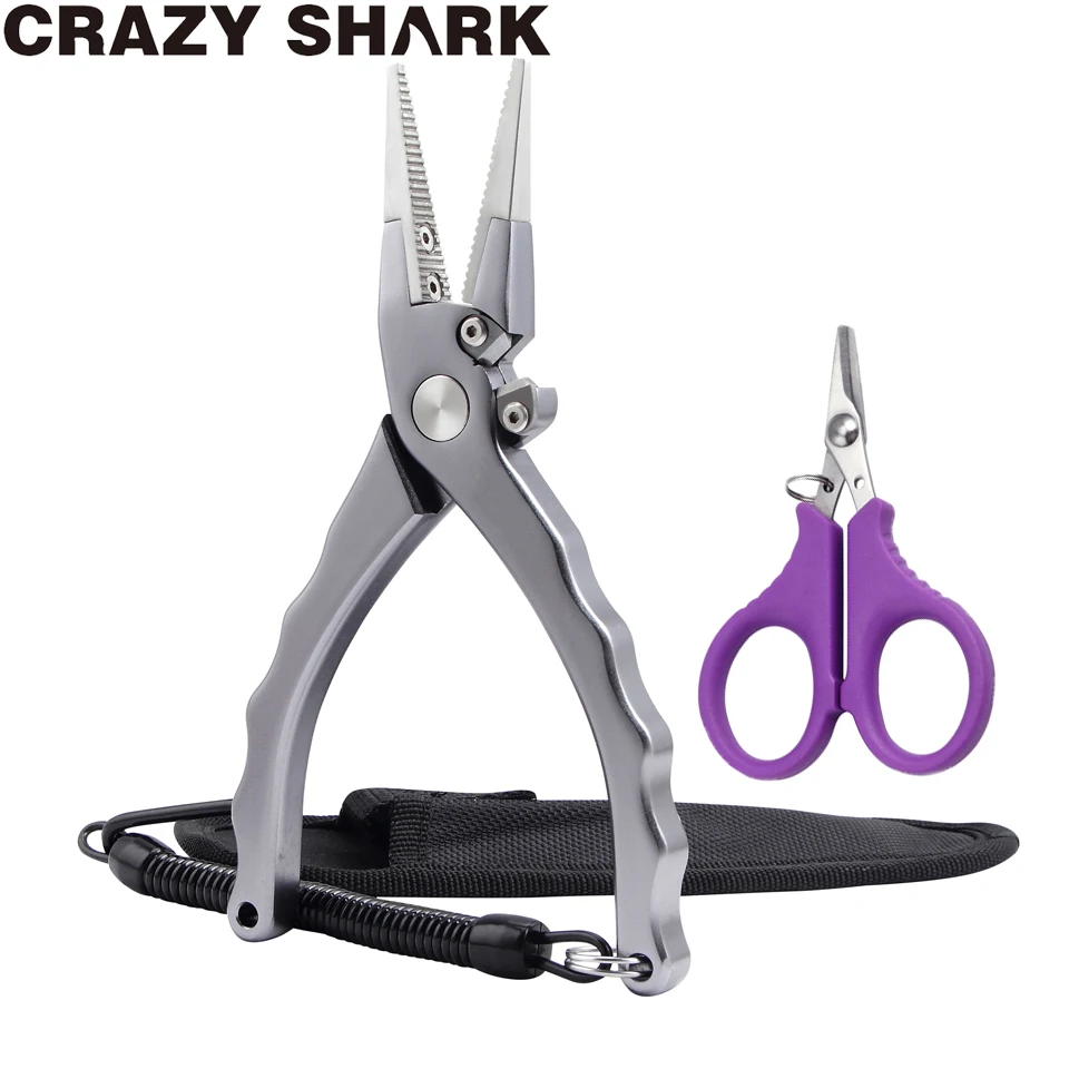 

CrazyShark Aluminium Fishing Pliers Multifunctiona Split Ring Cutters Hook Remover Fishing Scissors Line Cutter Tools