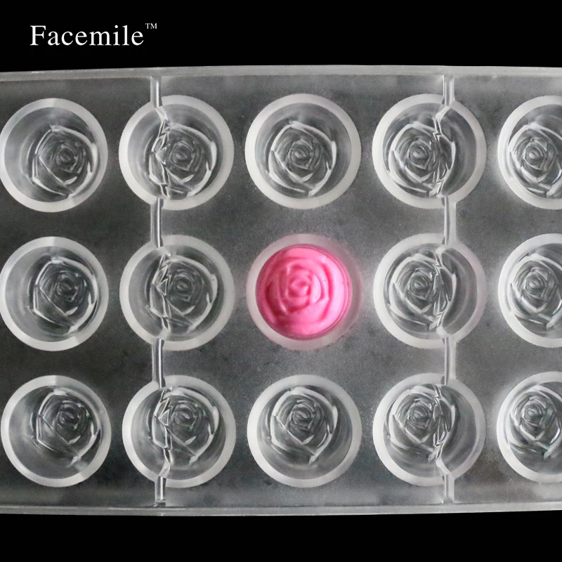 Facemile Baking Pastry Tool Rose Flower polycarbonate Chocolate Candy Mold Tray Pudding Mold Kitchen Bakeware Pastry