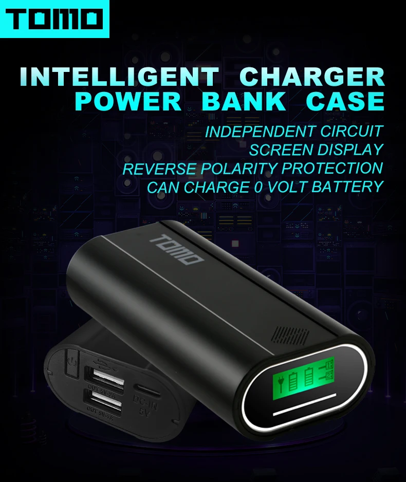 18650 зарядное устройство коробка освещения ВХОД powerbank 18650 чехол для хранения батареи TOMO T2 дисплей DIY для мобильных телефонов pad tablet