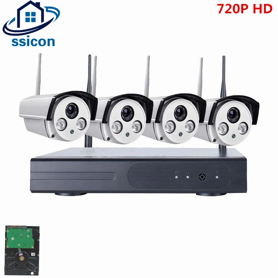 

SSICON Plug And Play 720P 4CH Waterproof Wireless CCTV System 1MP Outdoor P2P IP Security Camera Wifi Surveillance Kit 1TB HDD