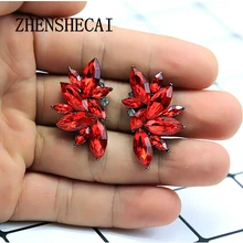 Форма Крыло ангела серьги с крупным кристаллом новые массивные модные серьги-гвоздики для женщин e0160