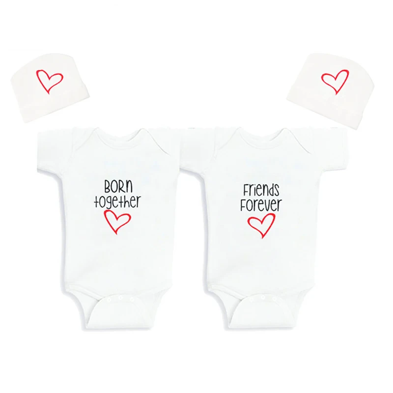 Born Together Friends Forever New Personalized Twin Baby Bodysuit Vests Set Boys