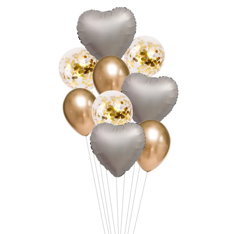 KAMMIZAD Единорог вечерние 10 шт розово-золотые латексные шары серебристая, хромированная шары украшения для дня рождения детские металлические шары - Цвет: DuJin Sliver AX set