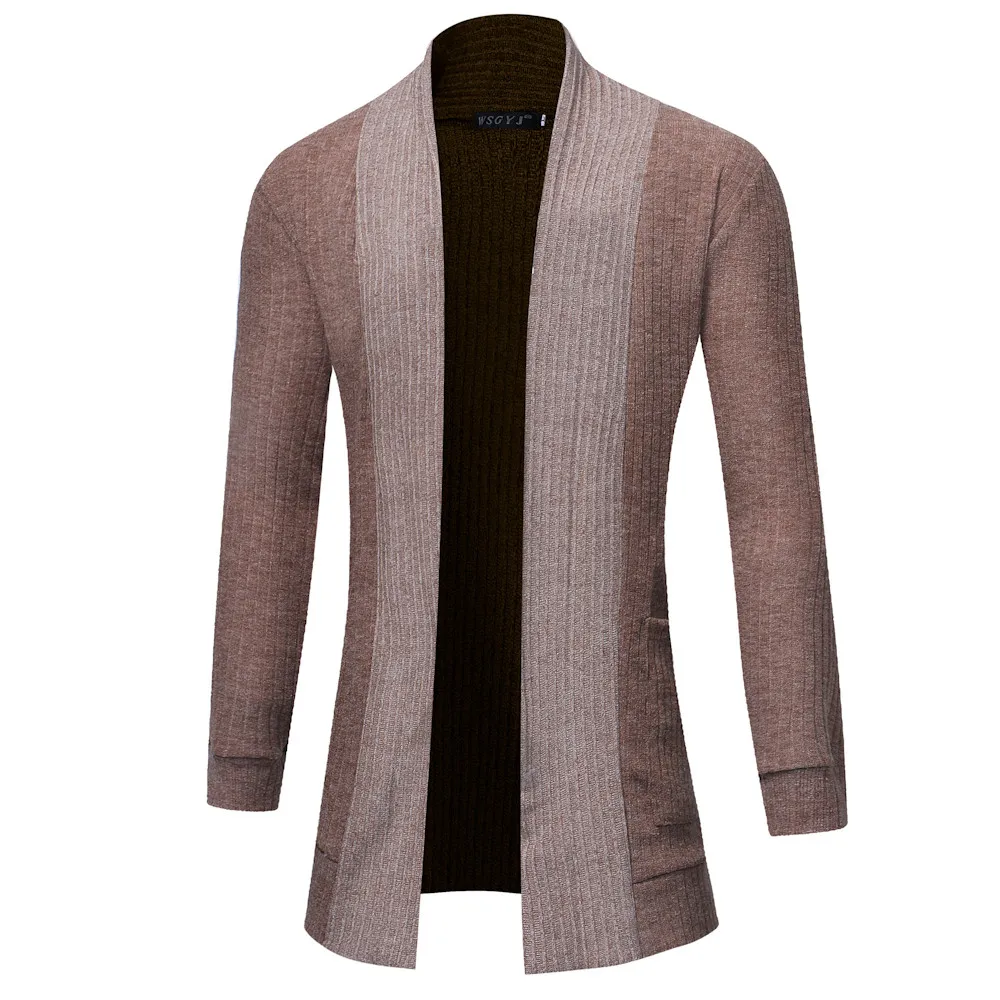 Мода весна-осень, кардиган свитер свитшоты Повседневная приталенная куртка пальто с длинным рукавом открытая стежка мужская одежда