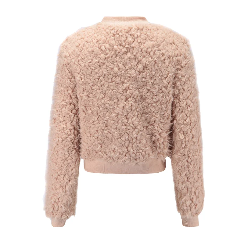 2018 Female Jacket Plush Stitching BF Baseball Uniform Zipper Jacket Short Coat Woman's Jacket Coats