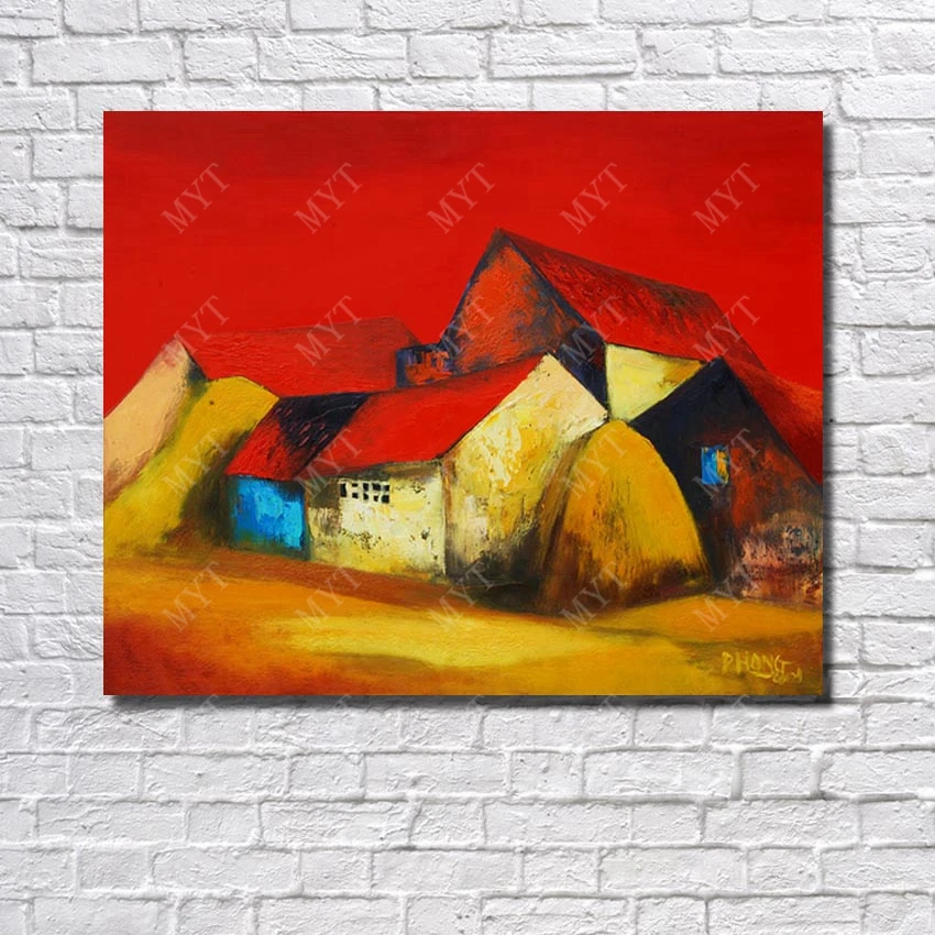 Hand Painted Beautiful House Oil Painting Modern Canvas Art Painting