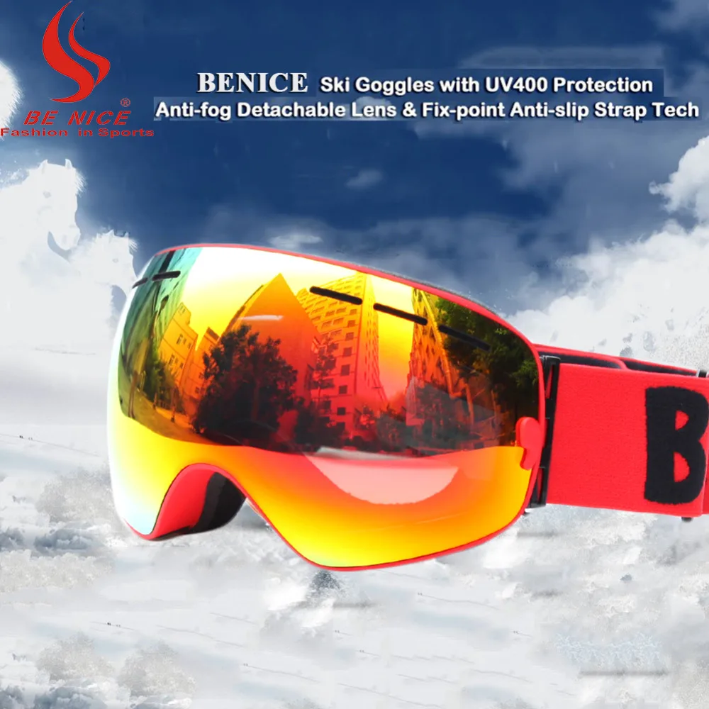 Быть хороший Бренд внешний вид лыжи и сноуборд очки с Съемный двойной Анти-туман слой УФ-400 катание на лыжах очки снег-3100