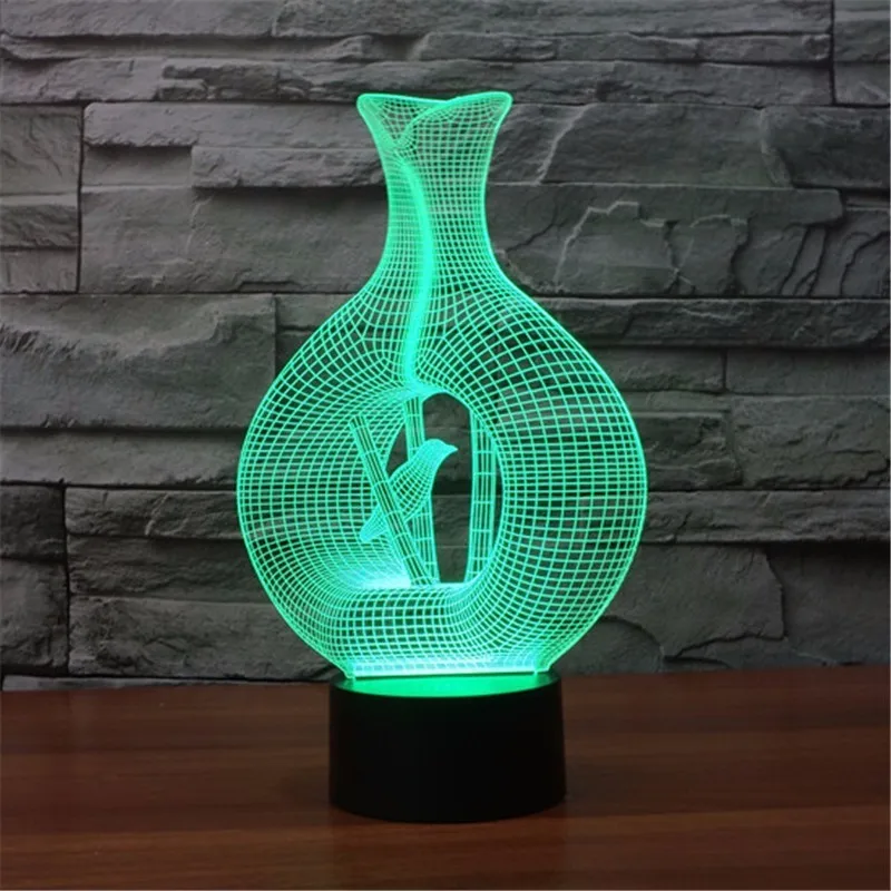 3D LED Night Light Bird In Cage Model 7 Colors 5V USB Led Lava Lamp Touch sensitive Illusion Nightlights Table Lamps For Bedroom|night light