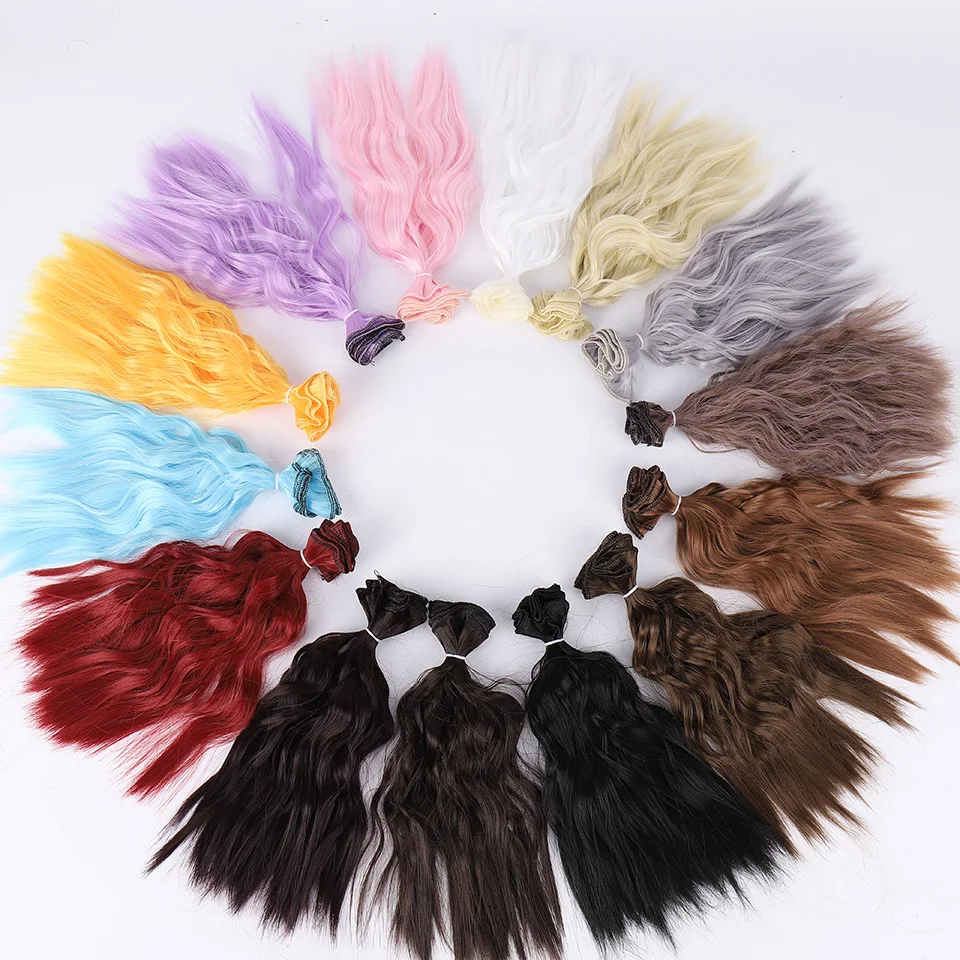 Bybrana 25cm*100cm Long Curly Hair High Temperature Fiber BJD SD DIY Wigs for Dolls