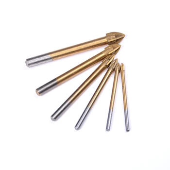 

Tungsten Carbide Glass Drill Bit Set Alloy Carbide Point with 4 Cutting Edges Tile & Glass Cross Spear Head Drill Bits 6Sizes