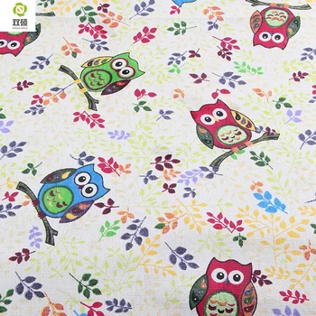 

Owl Pattern Linen Fabric Needlework Textile Sewing Fabrics For Home Decoration Cloth Tablecloth Curtain 50*145CM M63