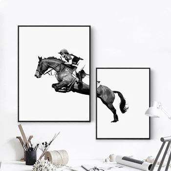

Modern Abstract Horse Jumps Riding A4 A3 A2 Canvas Art Painting Print Poster Picture Wall Living Room Home Decoration Murals