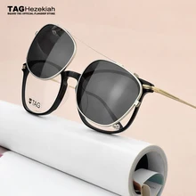 Модная оправа для очков, тег, Брендовые очки для мужчин и женщин, поляризованные солнцезащитные очки с клипсой для близоруких, компьютерные очки, оправа для Nerd