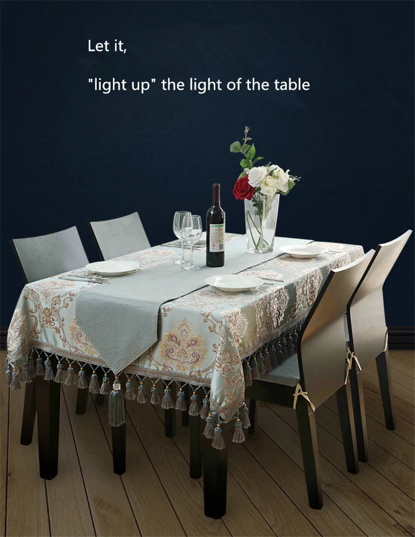 Luxury European style table cloth with Hanging ear Tablecloth for home kitchen accessories ramadan decoration table cloth