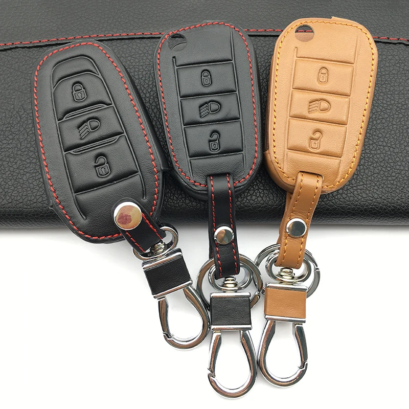 Для Peugeot 3008 308 508 408 RCZ ключи для Citroen C4L C5 C3 CACTUS C6 C8 брелок из натуральной кожи чехол