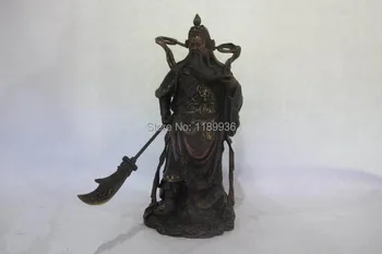 

17"Chinese Red Bronze Copper Dragon Guan Gong Guan yu warrior Mars Statue