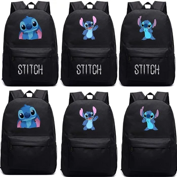 

Cartoon Stitch Backpack for Children School Bags for Teenage Girls Boys Black Daily Backpack Travel Shoulder Bag BookBag